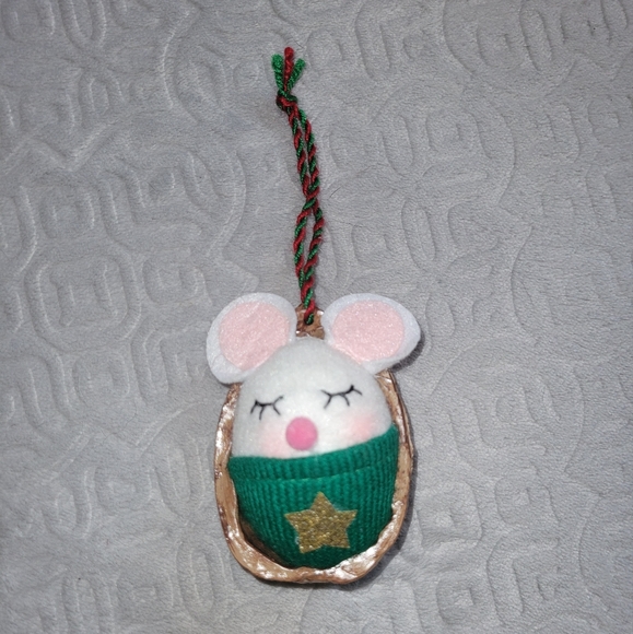 3/$9 Adorable Plush Mouse in a Walnut Shell Ornament - Picture 1 of 4